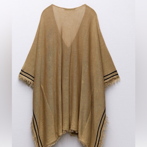 ZARA linen poncho/kaftan dress size extra small/small - Picture 4 of 12